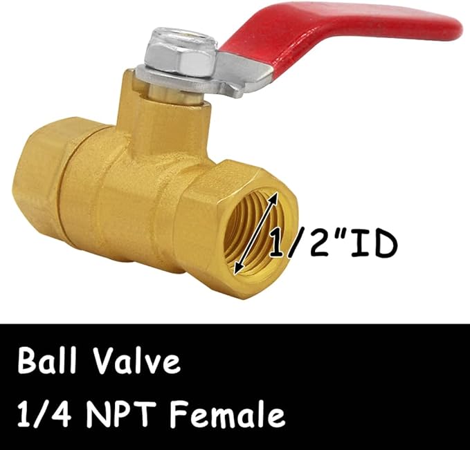 2PCS Brass 1/4 Inch NPT Ball Valve and Air Connect, 1/4" NPT Female Thread Shut-off Valve with 1/4" NPT Male Industrial Air Hose Quick Plug for Air Compressor Pneumatic Coupler Fitting Adapter
