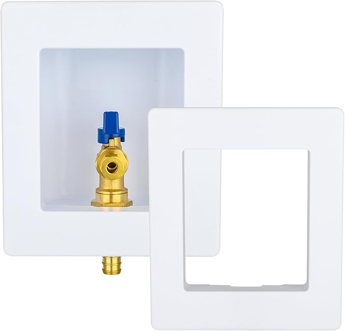 Ice Maker Outlet Box,1/2 Inch Crimp PEX F1807 Inlet and 1/4 Inch OD Compression Outlet Connection, Icemaker Box with Installed 1/4-Turn Ball Valve