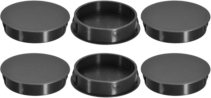 uxcell 6Pcs 45mm(1-3/4") Nylon Hole Plugs, Flush Type Panel Round Snap in Fastener Knockout Locking Plugs for Furniture Insert End Caps Panels, Black