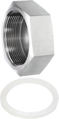 uxcell 1pcs Hex End Cap 304 Stainless Steel Nut with Washer, PT 2" Female Thread Pipe Fitting, Gas Line Water Line Stop Valve Cap Tubing Ends for Plumbing Fittings, Silver Tone