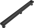 Linear Shower Floor Drain, Black 40 Inch 304 Stainless Steel Bathroom Drains Kit, Rectangular Shower Trench Drain with Reversable Tile-in Pattern Drain Cover & Hair Catcher
