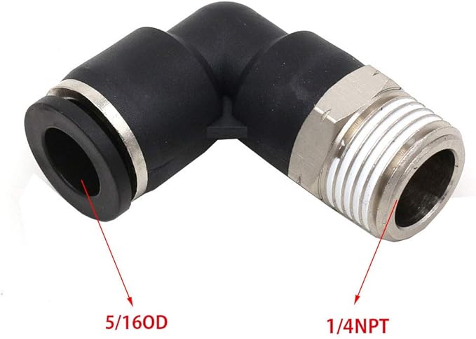 CEKER 5/16 Tubing Od x 1/4" Npt Male Thread Elbow 90 Degree Push to Connect Fittings Air Fittings Pneumatic Quick Connect Fitting Airlines Push In Connectors Tube Fittings 2Packs