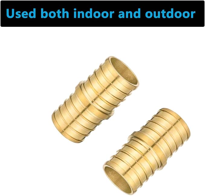 (10 Pack) Lidertik PEX Fittings 1 inch Straight Coupling Connector, 1" PEX F1807 to 1" PEX F1807 Crimp Pipe Fitting Brass