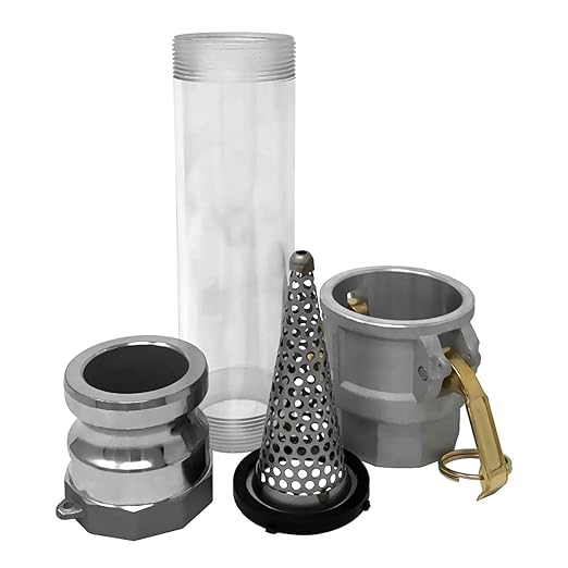 Gloxco 2" in-line Camlock Polycarbonate Sight Glass and Strainer Assembly (CAM-20-SGST-PCAL)