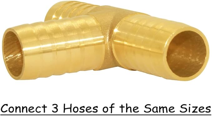 3PCS Solid Brass 1/2"OD Barb Tee Splicer Mender Hose Barb Fitting 3-Way Union Intersection for Water/Oil/Gas