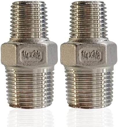 2pcs 3/8" x 1/4" NPT Male Pipe Fitting Reducer Nipple Adapter