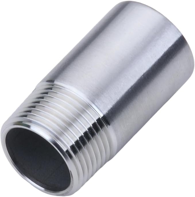 CONSTELLAR 304 Stainless Steel Pipe Fitting - 1/2" NPT Male x 1/2" NPT Female Threaded Thickened Pipe Wall, 50mm (2 inch) Length Heavy Nipple Seamless Pipe (1 Pcs)