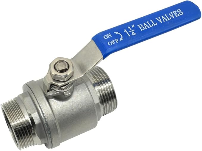 1Pcs 1-1/4'' Ball Valve, Heavy Duty Male NPT (MNPT) X Male NPT (MNPT) Thread with Long Handle Switch, Stainless Steel NPT Full Port Forged 1" Ball Valve for Water Oil and Gas, 1000 WOG