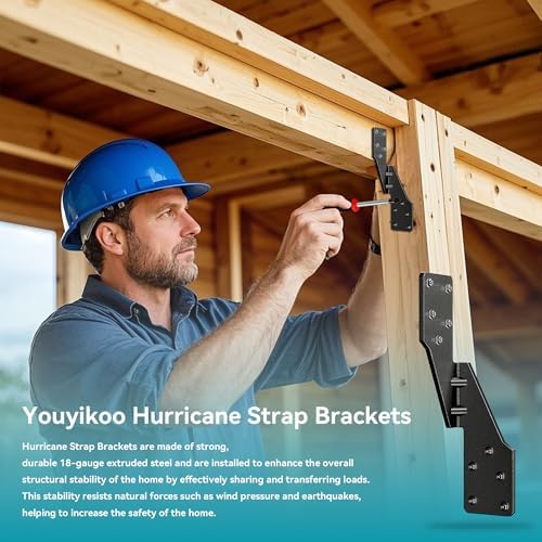 25 Pack Hurricane Ties for Rafters, Hurricane Straps Brackets with Strong Black Powder-Coated, Trusses/Rafters Ties,Rafter Hanger Hurricane Clips, H2.5A 18-Gauge Extruded Steel Black