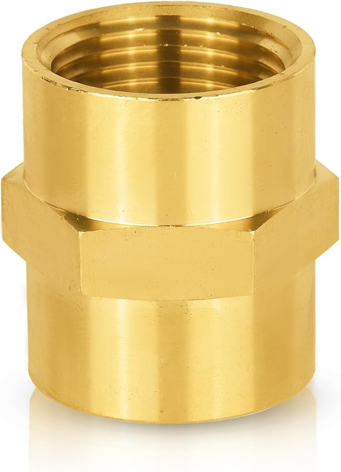 100-PCs HeSun Brass Pipe Fitting, 1" NPT Female x 1" NPT Female Hex Pipe Adapter