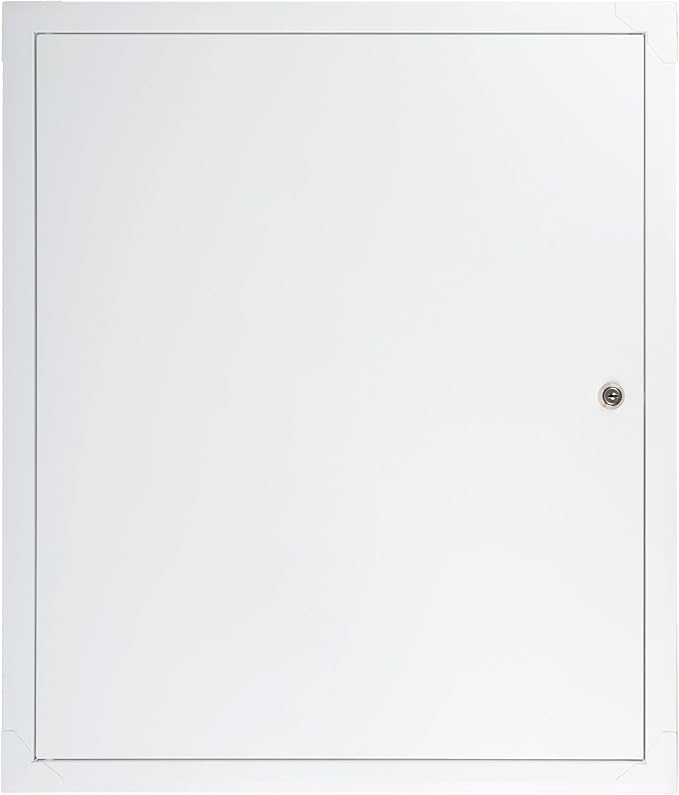 20" x 24" Lockable White Metal Access Panel. Service Shaft Door Panel with Key. Plumbing, Electricity, Heating, Alarm Wall Access Panel for Drywall. Bathroom Services Access Hole Cover.