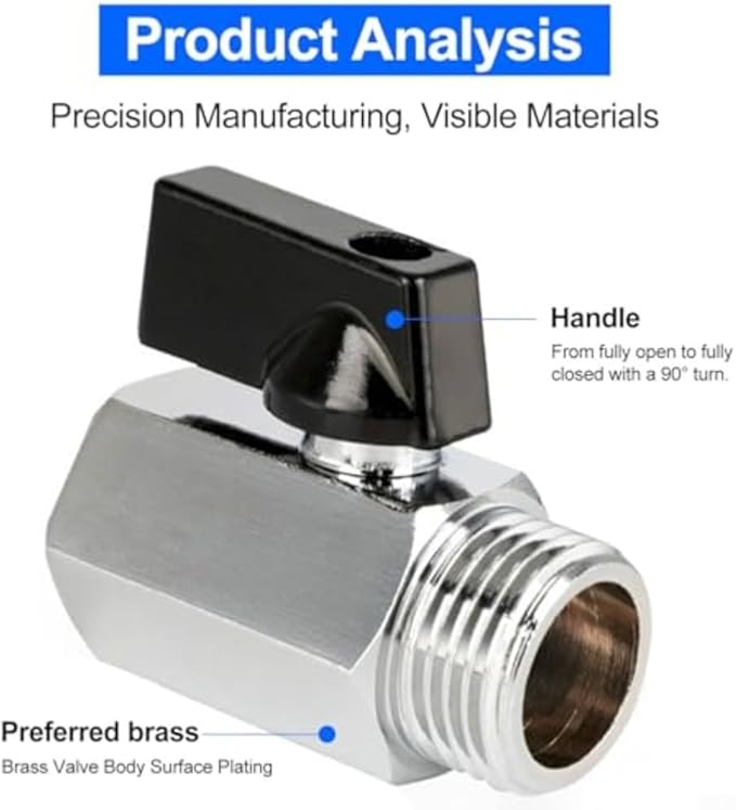 Multi Directional 3 Way Ball Valve Set For Plumbing Systems Featuring 90 Degree Lever Rotation For Water Flow Control