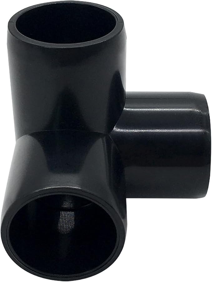 1/2“ Tee PVC Fitting 3 Way Elbow Connector, Furniture Grade 90 Degree Elbow Side Outlet, PVC Corner Fittings for Building Furniture Greenhouse Shed Tent Connection (Black-Pack of 8)