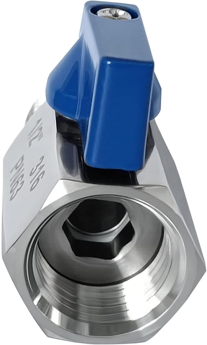 316 Stainless Steel Mini Ball Valve 1/2" NPT Female x Male Thread Shut Off Valve for Water,Oil and Gas 2pcs