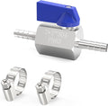 ChillWaves 304 Stainless Steel Mini Ball Valve, Shut Off Switch Ball Valve 1/4" Barb with Hose Clamp for Water、Gas、Fuel、Drip Irrigation and Aquariums(1-PACK)