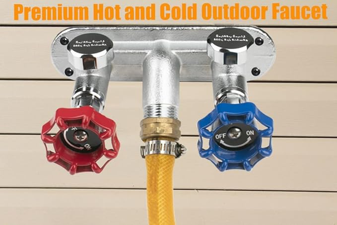 WHK 4" Inch Frost Free Water Spigot Faucet Supply Hot and Cold Outdoor Water Faucet 1/2 Inch MIP X 3/4 Inch Hose Bibb Freeze Proof Hose Bib Wall Outdoor Hydrant Sillcock(Brass,Chrome)