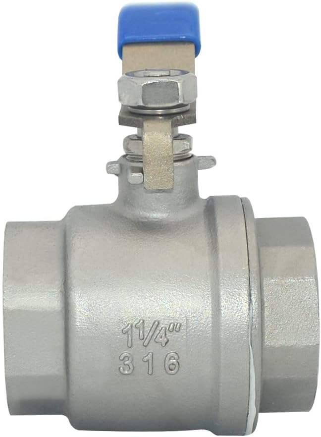 DAN SPEED 1-1/4" Female 316 Stainless Steel Full Port Ball Valve Vinyl Handle WOG1000 (1-1/4 inch)