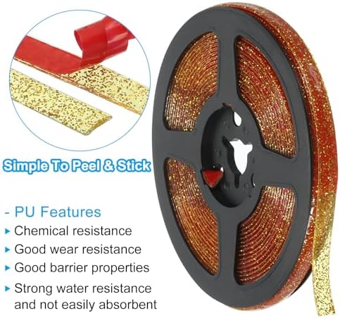 PATIKIL Caulking Trim Strip, 20FT Corner Peel and Stick Wall Molding Edging Waterproof Self-Adhesive Trim Caulk Strip for Sink Countertop Toilet Tile Tub, Gold