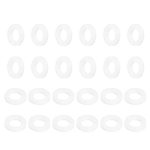MECCANIXITY PTFE Flat Washers, 24Pack 14mm OD 8mm ID 2mm Thick Sealing Spacer Gasket Ring for Faucet Pipe Hose Bolt Machinery, White