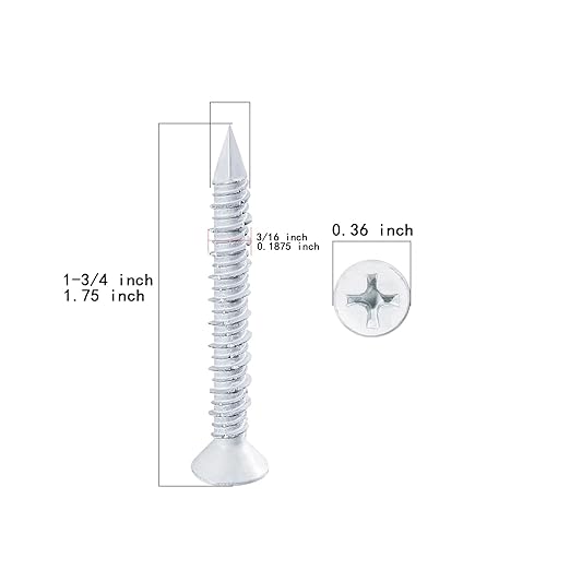 WenSilon(30 PCS) 3/16" x1-3/4 White Concrete Screw Anchor White Flat Head for Anchoring to Masonry, Block or Brick Stucco