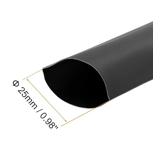 uxcell Heat Shrink Tubing, 1"(25mm) Dia 41mm Flat Width 2:1 Rate Shrinkable Tube Cable Sleeve 1m - Black