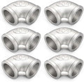 ChillWaves 304 Stainless Steel Pipe Fitting, 90 Degree Elbow 1/2" NPT Female x 1/2" NPT Female Thread Adapter(6-PACK)