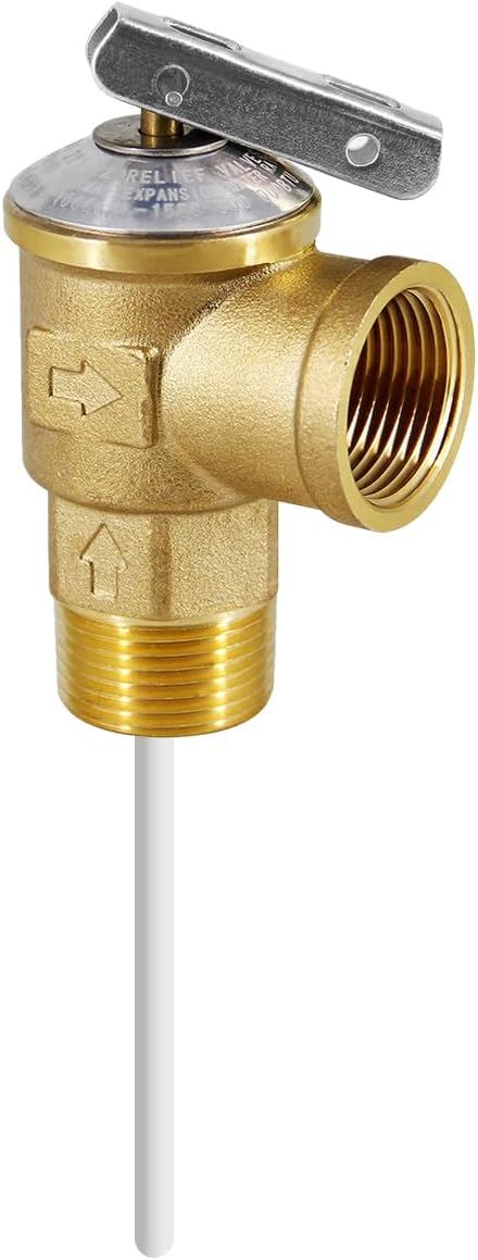 VAV Temperature Pressure Relief Valve, 3/4" NPT Female Thread, 150 PSI, 4" Temperature Probe, Lead-Free Copper, CSA LISTED