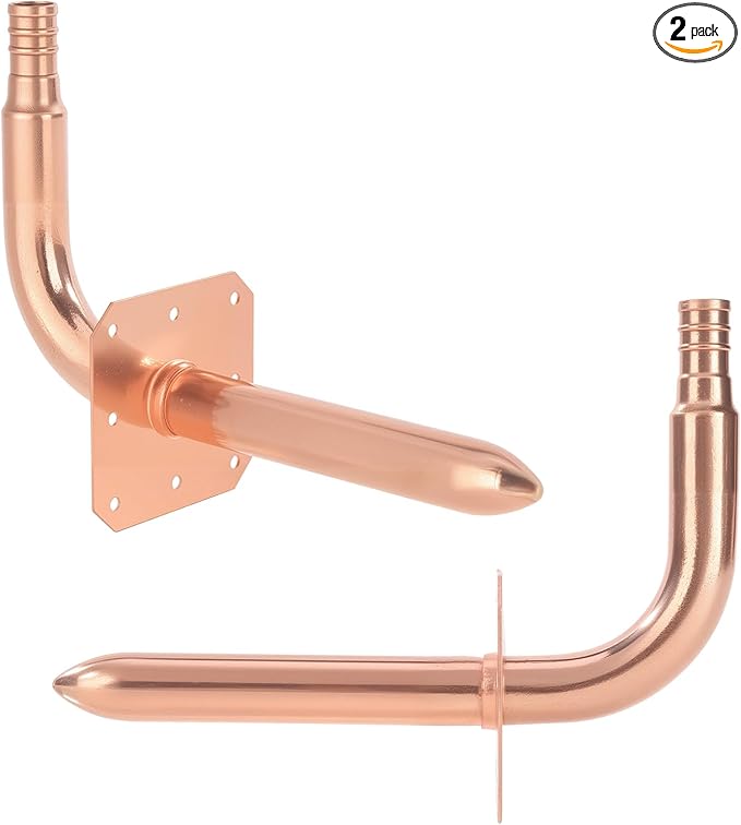 (2-Pack YVSKM) 1/2" × 6" Copper PEX Stub-Out Elbow with Flange, Lead-Free Plumbing Fitting for 1/2 Inch Copper Pipe, Closed-End Connector for Water, Heating, and Residential or Commercial Systems