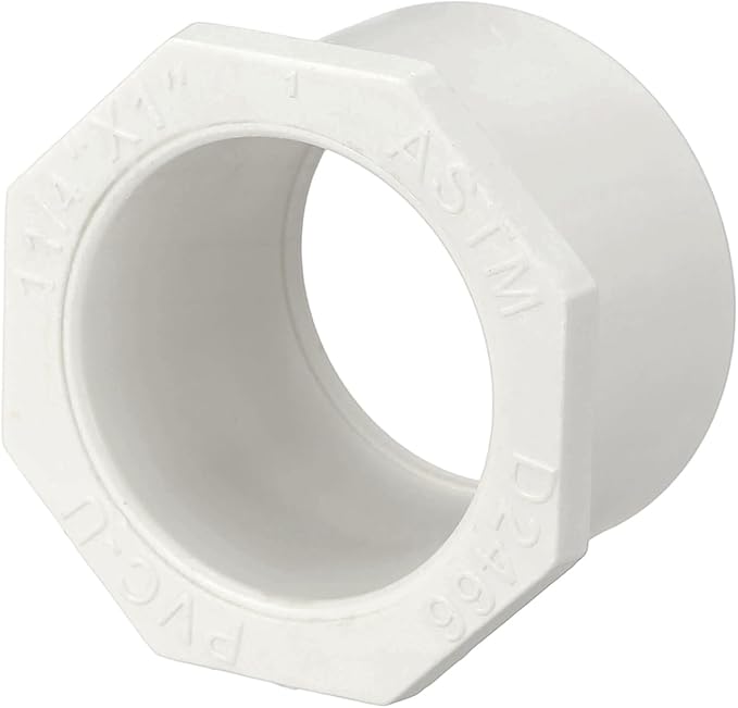 1Pcs 1 1/4" x 1" PVC Reducer Bushing Fitting, SCH40 (Spigot x Socket) Furniture Grade PVC Pipe Fitting, Reducer Bush Adapter for Home Sewer Plumbing, Industrial, Pipe Connection