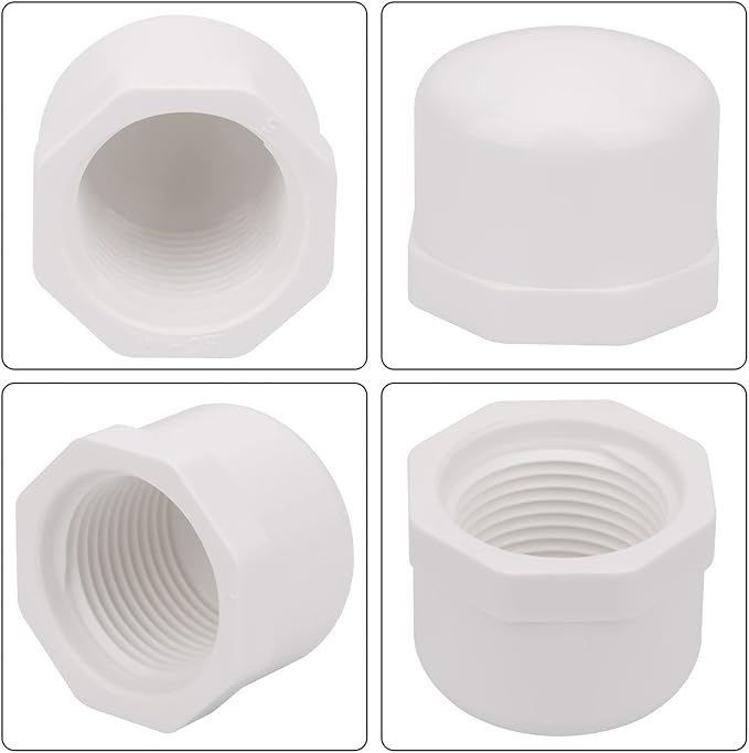 20PACK 3/4 Inch Female PVC Pipe End Cap 3/4 Inch Female Threaded Plug Adapter, SCH 40 PVC Pipe threaded Cap Fitting for Plumbing Water Line, White
