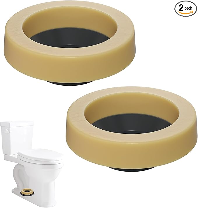 Hibbent 2 Pack Extra Thick Toilet Wax Ring, Universal Toilet Seal Ring, Heavy Duty Wax Bowl Ring Fits 3" and 4" Waste Line, Polyethylene Toilet Flange for Odor Blocking and Watertight Sealing