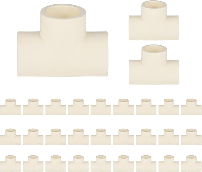 30-PACK EFIELD CPVC Tee Fittings,1/2" CPVC-CTS Slip Tee for Hot and Cold Water Pressure Distribution Systems,(CPVC020-10-30PCS)