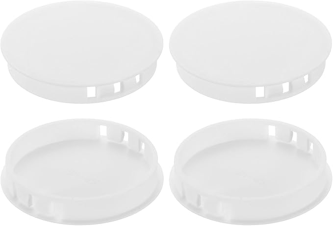 uxcell 4Pcs Plastic Hole Plugs, 65mm(2-9/16") Flush Type Panel Plugs, Round Snap Knockout Locking Plugs for Furniture Insert End Caps Panels, White