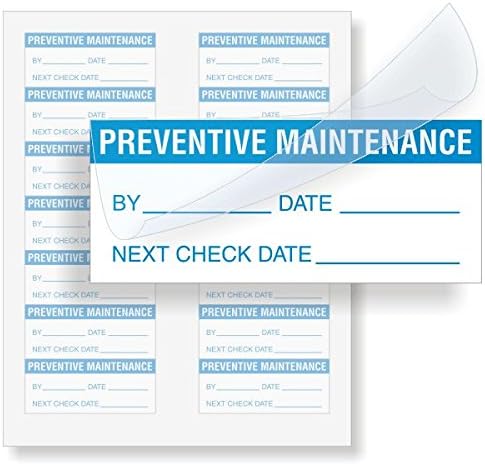 SmartSign Self Laminating Preventive Maintenance Labels by/Date/Next| 1.5" x 0.625" Polyester with Clear Flap, Pack of 140, Made in USA