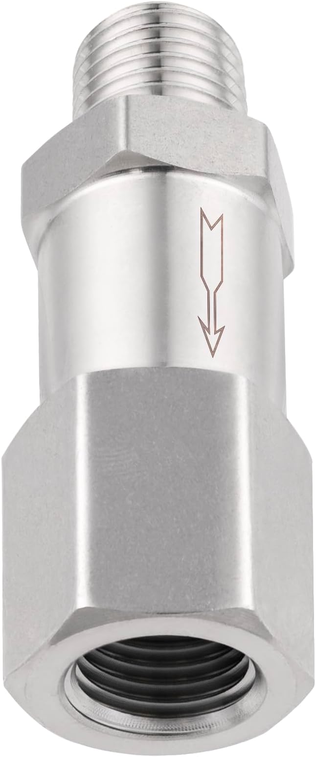 Yoebor 304 Stainless Steel Detachable Check Valve One Way Non-Return Valve for Water Oil Gas, 1pc (Mnpt(Inlet) x Fnpt, 1/4")