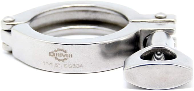 Stainless Steel 304 Single Pin Heavy Duty Tri Clamp with Wing Nut for Ferrule TC 1.5" with 1 pc Silicone Gasket