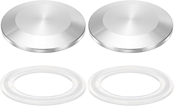 uxcell Stainless Steel Sanitary Fitting Clamp End Cap 2" (50.5mm) Solid Tube End Cap with Silicone Gasket for Food Beverage Cosmetics Factory Pipes