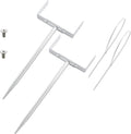 White Rainwater Downspout Bracket with Strap, Adjustable Heavy-Duty Galvanized Iron Downspout Bracket, Rust-Proof Anchor for Pipe Support, for Lawn,Yard & Industrial Use(2 Pcs, A Sytle-30cm)