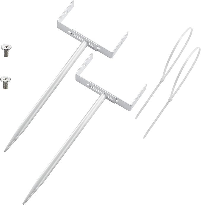 White Rainwater Downspout Bracket with Strap, Adjustable Heavy-Duty Galvanized Iron Downspout Bracket, Rust-Proof Anchor for Pipe Support, for Lawn,Yard & Industrial Use(2 Pcs, A Sytle-30cm)
