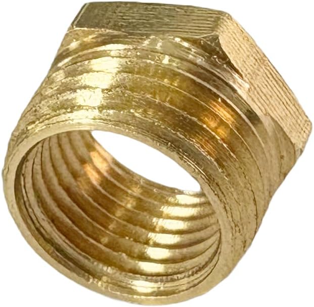 3/8" NPT Male x 1/4" NPT Female Brass Reducer Hex Bushing Threaded Pipe Fitting Reducing Adapter Pack of 2