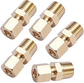 Brass Compression Tube Pipe Fitting Connector, Straight Coupling Adapter,1/4" Tube OD x 1/4" NPT Male Connector 5pcs (1/4" OD Compression x 1/4" NPT Male)