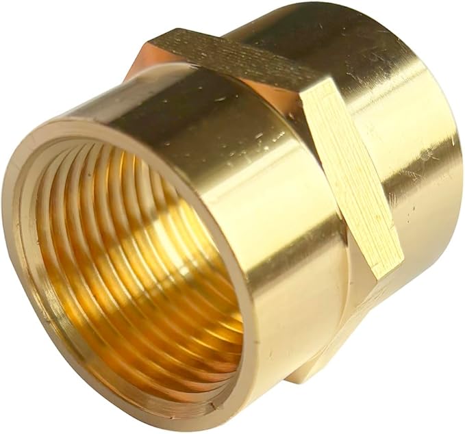 3/4" Female Threaded Hex Nipple Brass Coupling NPT Pipe Fitting Pipe Adapter Straight Connectors for Air, Gas, Oil, Fuel, Propane Pack of 2