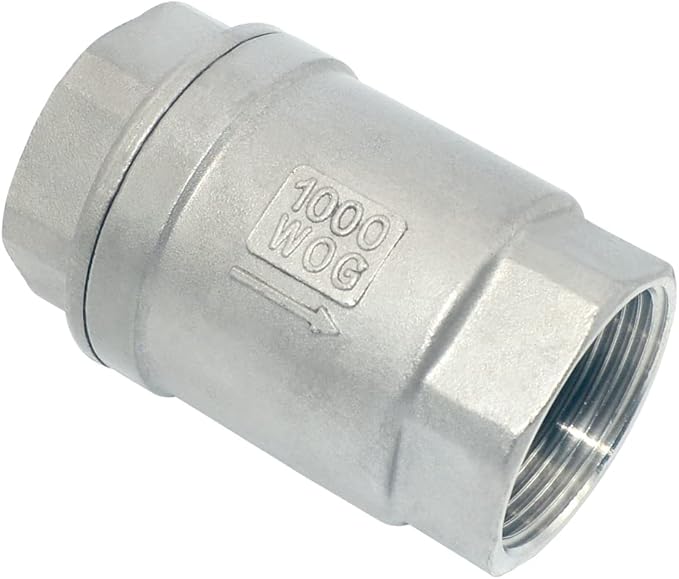 1-1/4" NPT Female WOG1000 Check Valve,Spring Loaded In-line Low Cracking Pressure,Stainless Steel SS316 CF8M