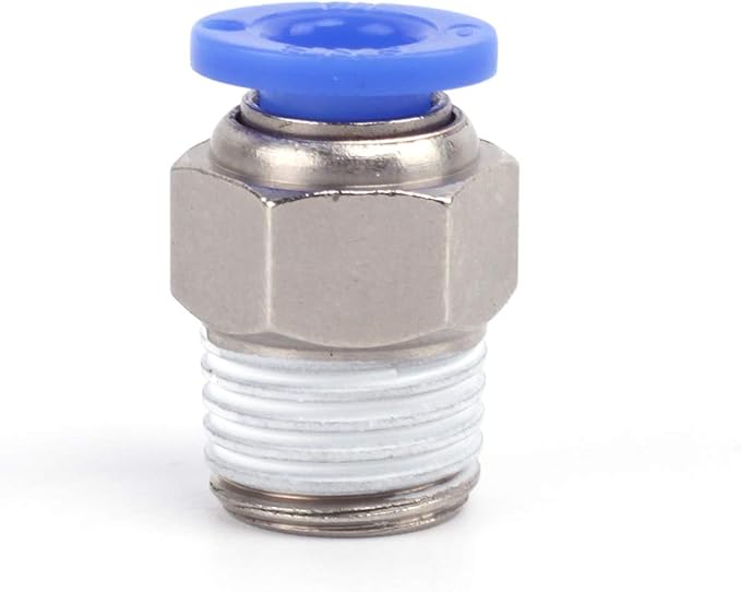 SNS Male Straight Push to Connect Pneumatic Fittings 8mm Tube OD x 1/8 NPT Nickel Plated Brass（10 PCS） SPC8-01NPTBE