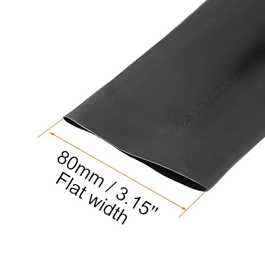 uxcell Heat Shrink Tubing, 2"(50mm) Dia 80mm Flat Width 2:1 Rate Shrinkable Tube Cable Sleeve 1m - Black