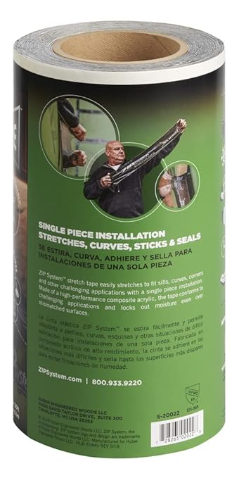 ZIP System Huber Stretch Tape | Self-Adhesive Flexible Flashing for Doors-Windows (10" x 20')