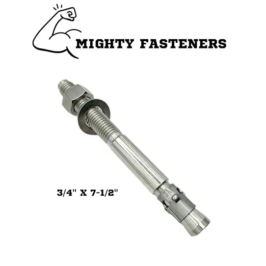Wedge Anchors – Heavy-Duty 304 Stainless Steel Expansion Bolts for Concrete & Masonry, Rust-Resistant & Durable - 3/4" X 7-1/2" - 10 Pack