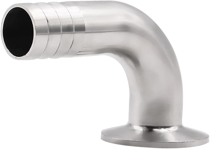 DERNORD Sanitary Hose Barb Pipe Fitting 1.5" Tri Clamp (50.5MM Ferrule) 90 Degree Elbow (Tube OD: 3/8"/10MM (1.5 Tri-clamp))