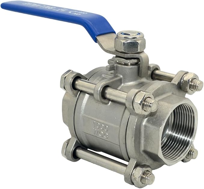 Ball Valve NPT Thread - Stainless Steel 304 Female 3-Piece Full Port(1-1/2'')