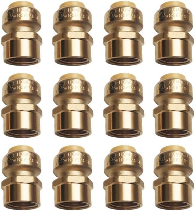 HQMPC 3/4" Pext Fitting 12pcs Straight Coupling Push Fit PEX Fittings Female, Push-to-Connect Copper, CPVC, No Pb Brass Plumbing Fittings (12PCS, 3/4")